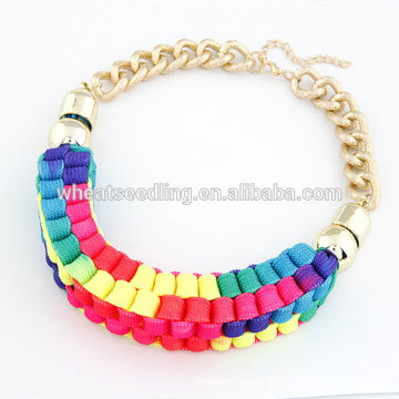 2014 Fashion colorful fabric rope necklaces